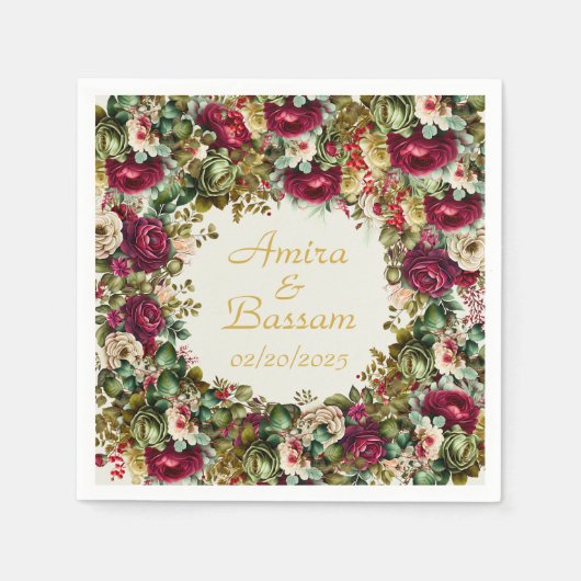 エレガントフローラバライスラーム結婚ズ スタンダードカクテルナプキン (正面)