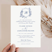 エレガントフローラバラクレスト結婚モノグラム王室の 招待状