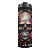 エレガントフローラバラスカルパーソナライズされた タンブラー (正面)