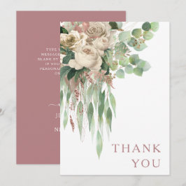 エレガントフローラバラピ結婚ンク サンキューカード