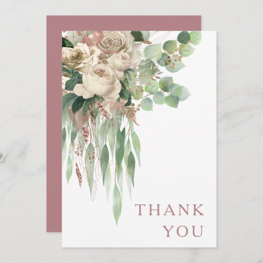 エレガントフローラバラピ結婚ンク サンキューカード (正面/裏面)