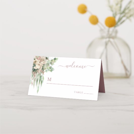 エレガントフローラバラピ結婚ンク プレイスカード (正面)