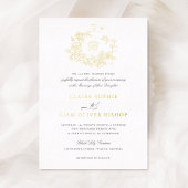 エレガントフローラバラリース結婚ズモノグラム金ゴールド 箔招待状