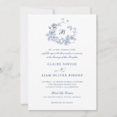 エレガントフローラバラリース結婚ズモノグラム 招待状 (正面)