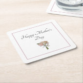 エレガントフローラバラ母の日パーティー スクエアペーパーコースター (アングル)