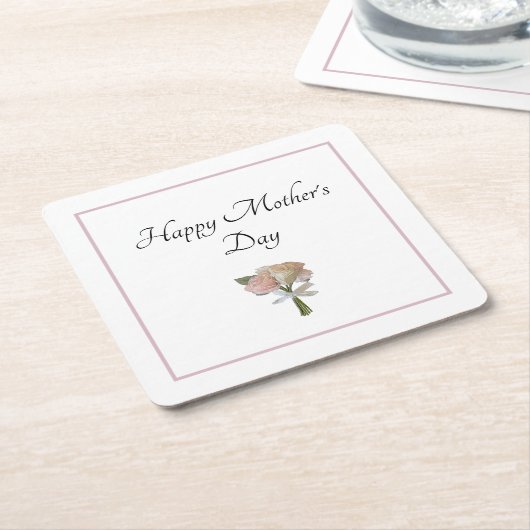 エレガントフローラバラ母の日パーティー スクエアペーパーコースター (アングル)