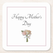 エレガントフローラバラ母の日パーティー スクエアペーパーコースター (正面)