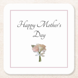 エレガントフローラバラ母の日パーティー スクエアペーパーコースター