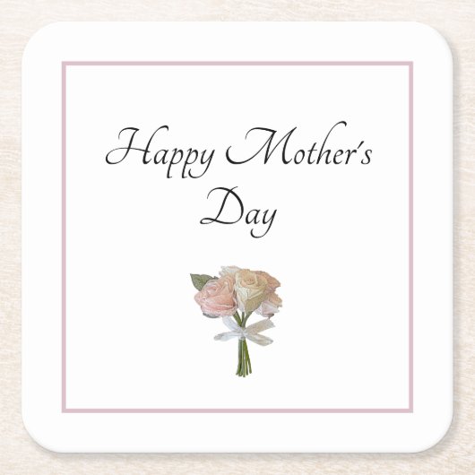 エレガントフローラバラ母の日パーティー スクエアペーパーコースター (正面)