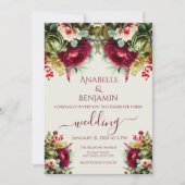 エレガントフローラバラ結婚式招待状 招待状 (正面)