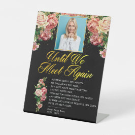 エレガントフローラバラ色の写真葬式 台座サイン