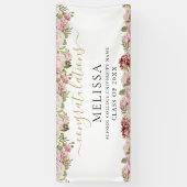 エレガントフローラバラ金ゴールドスクリプトの卒業 横断幕 (縦)