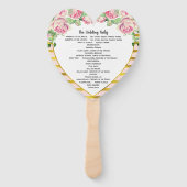 エレガントフローラバラ金ゴールドピンクハート図形 ハンドファン (裏面)