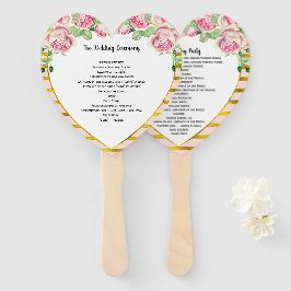 エレガントフローラバラ金ゴールドピンクハート図形 ハンドファン