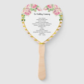 エレガントフローラバラ金ゴールドピンクハート図形 ハンドファン (正面)