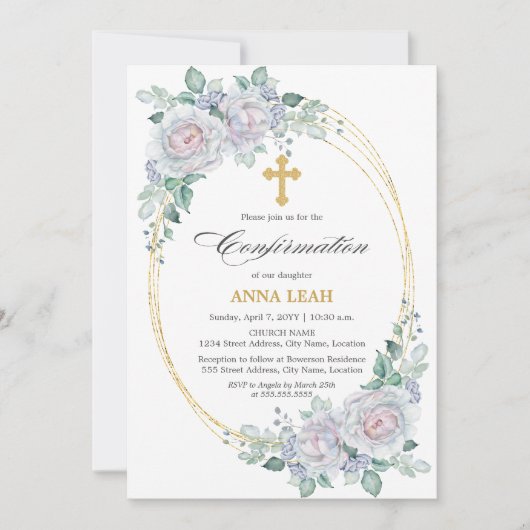 エレガントフローラバラ金ゴールド相互確認 招待状 (正面)