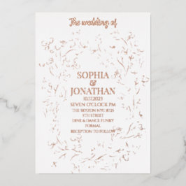 エレガントフローラバラ金ゴールド結婚箔 箔招待状