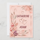 エレガントフローラバラ金ゴールド赤面ピンクヴィンテージ 招待状 (正面)