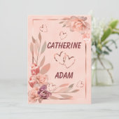 エレガントフローラバラ金ゴールド赤面ピンクヴィンテージ 招待状 (スタンド正面)