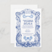 エレガントフローラバロック青結婚柱 エンクロージャーカード (正面/裏面)