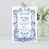 エレガントフローラバロック青結婚柱 エンクロージャーカード (スタンド正面)