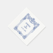 エレガントフローラバロック青結婚柱 スタンダードカクテルナプキン (角)