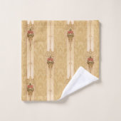 エレガントフローラバンド彫刻金ゴールドダマスク バスタオルセット (ウォッシュタオル)