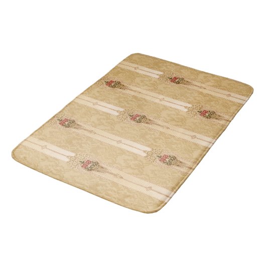 エレガントフローラバンド彫刻金ゴールドダマスク バスマット (アングル)