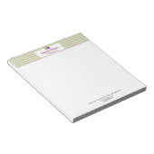 エレガントフローラパステルストライプパーソナライズされた ノートパッド (アングル)