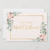 エレガントフローラパステルメイド・オブ・オーナー（花嫁付き添い人）提案カード 招待状 (正面)