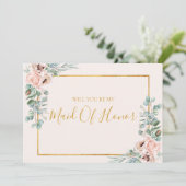 エレガントフローラパステルメイド・オブ・オーナー（花嫁付き添い人）提案カード 招待状 (スタンド正面)