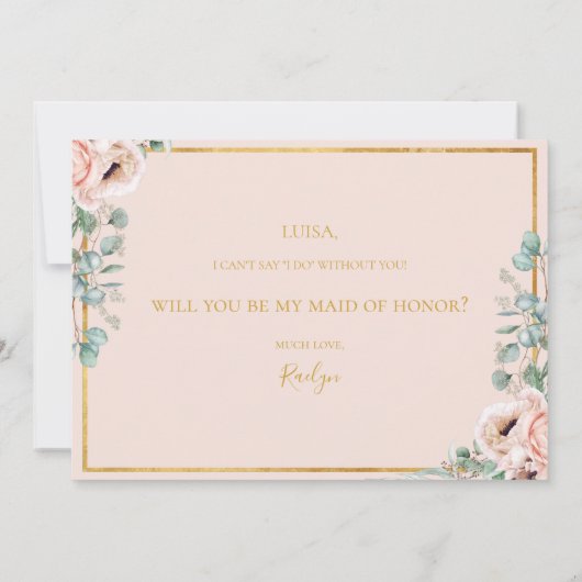 エレガントフローラパステルメイド・オブ・オーナー（花嫁付き添い人）提案カード 招待状 (裏面)