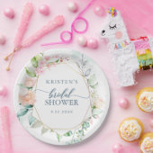 エレガントフローラパステル水の色ジオメトリック結婚ス ペーパープレート (パーティー)