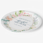 エレガントフローラパステル水の色ジオメトリック結婚ス ペーパープレート (アングル)