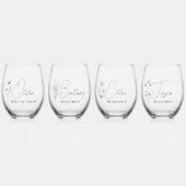 エレガントフローラパーソナライズされたの付添人の提案 ステムなしワイングラス (正面)