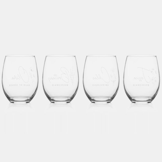 エレガントフローラパーソナライズされたの付添人の提案 ステムなしワイングラス (裏面)