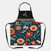 エレガントフローラパーソナライズされたイニシャル名エプロン エプロン (正面)