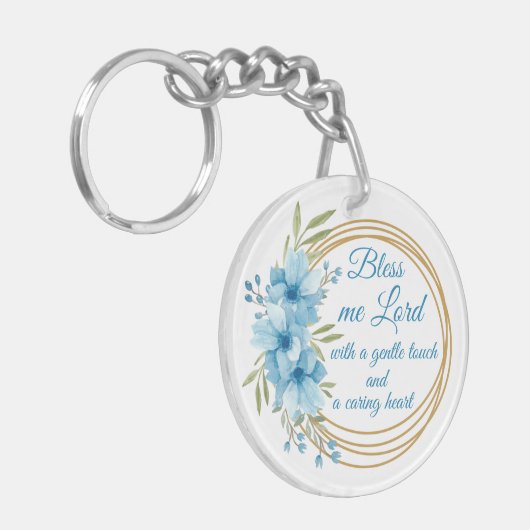 エレガントフローラパーソナライズされたナース祈りの言葉 キーホルダー (正面左)