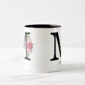 エレガントフローラパーソナライズされたモノグラムコーヒーマグM ツートーンマグカップ (中央)