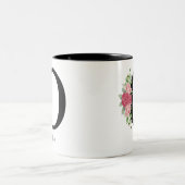 エレガントフローラパーソナライズされたモノグラムコーヒーマグO ツートーンマグカップ (中央)