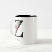 エレガントフローラパーソナライズされたモノグラムコーヒーマグZ ツートーンマグカップ (正面左)