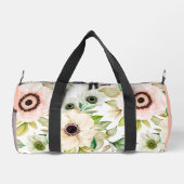 エレガントフローラパーソナライズされたモノグラムピンクカスタム ダッフルバッグ (裏面)