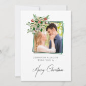 エレガントフローラパーソナライズされた写真クリスマスカード (正面)