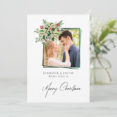 エレガントフローラパーソナライズされた写真クリスマスカード (スタンド正面)
