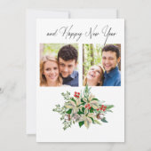 エレガントフローラパーソナライズされた写真クリスマスカード (裏面)