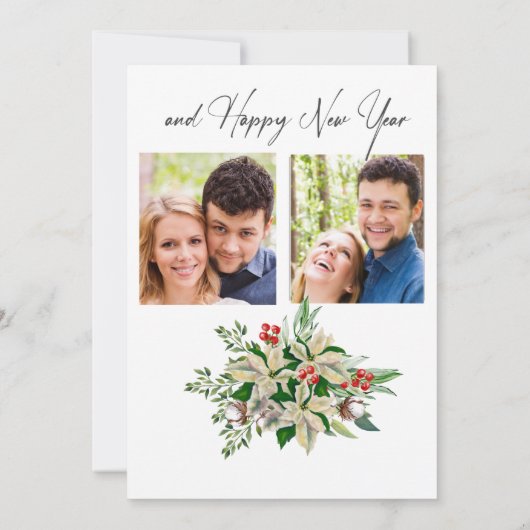 エレガントフローラパーソナライズされた写真クリスマスカード (裏面)