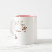 エレガントフローラパーソナライズされた名の変更 ツートーンマグカップ (正面左)