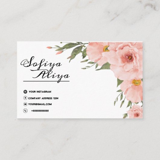 エレガントフローラパーソナライズされた名刺デザイン 名刺 (裏面)