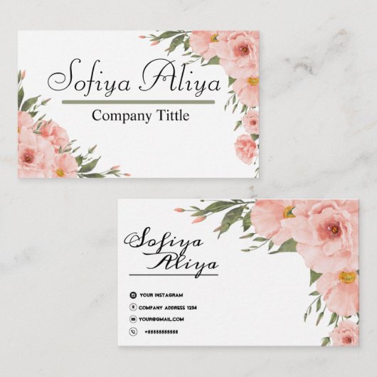 エレガントフローラパーソナライズされた名刺デザイン 名刺 (正面/裏面)