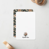 エレガントフローラパーソナライズされた文具 ノートカード (正面/裏面インサイチュ)